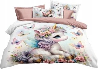 Unikornis/pillangó/fehér ágyneműhuzat 160x200 3 részes