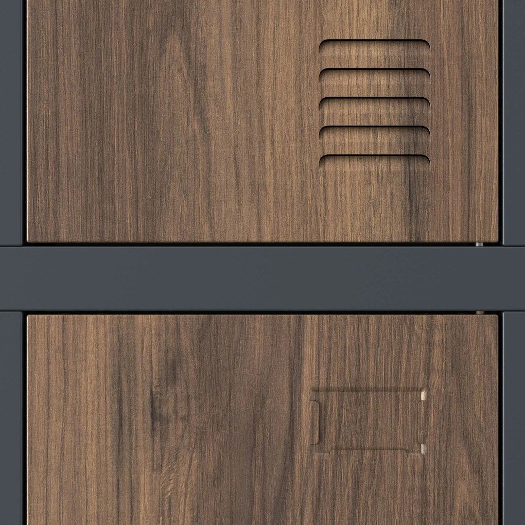 Fém öltözőszekrény 6 rekeszes IGOR, 900 x 1850 x 450 mm, Eco Design: antracit/ dió