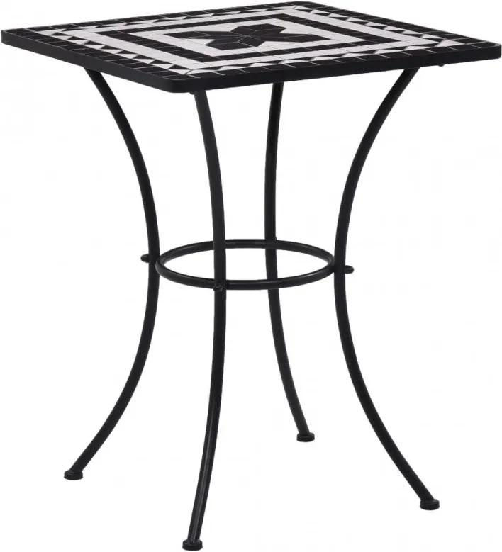 Fekete és fehér kerámia mozaikos bisztróasztal 60 cm