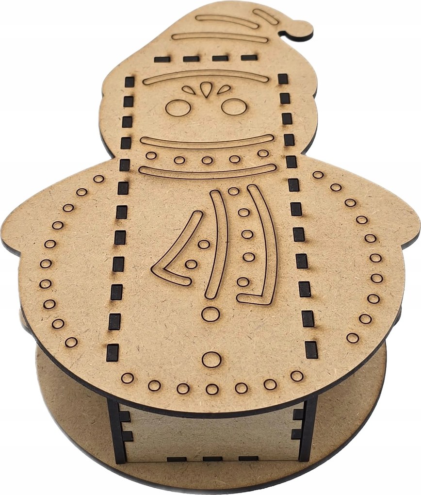 Fából készült Hóember Pénzes Doboz Ajándékba, Karácsonyra