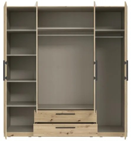 MARO gardróbszekrény tükörrel 200x213 cm artisan tölgy