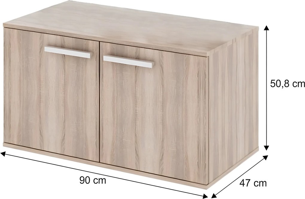 Alacsony szekrény 2-ajtós, DTD laminált, tölgy sonoma, DUNAJ TYP7