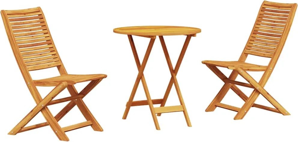 vidaXL Összecsukható Bistro Szett 3 pcs Barna Tömör Akácfa