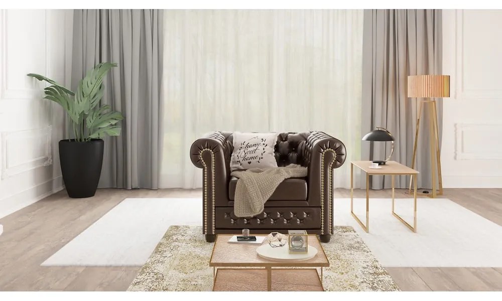 Sötétbarna bőrutánzat fotel York – Ropez