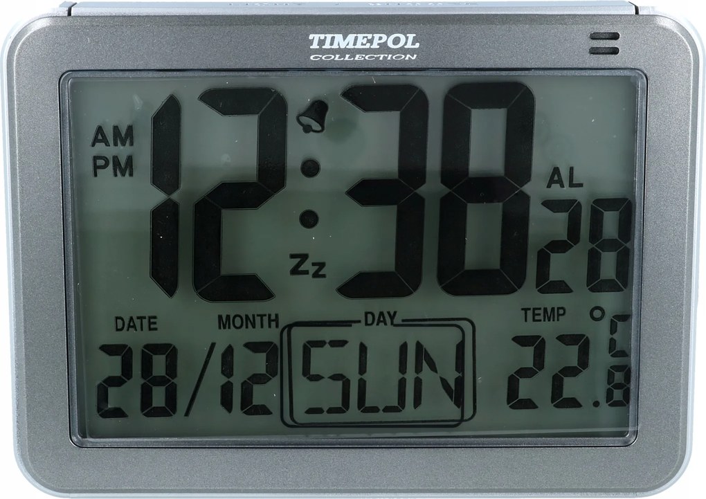 Óra ébresztőóra LCD számlap háttérvilágítás naptár hőmérő 4 db elem