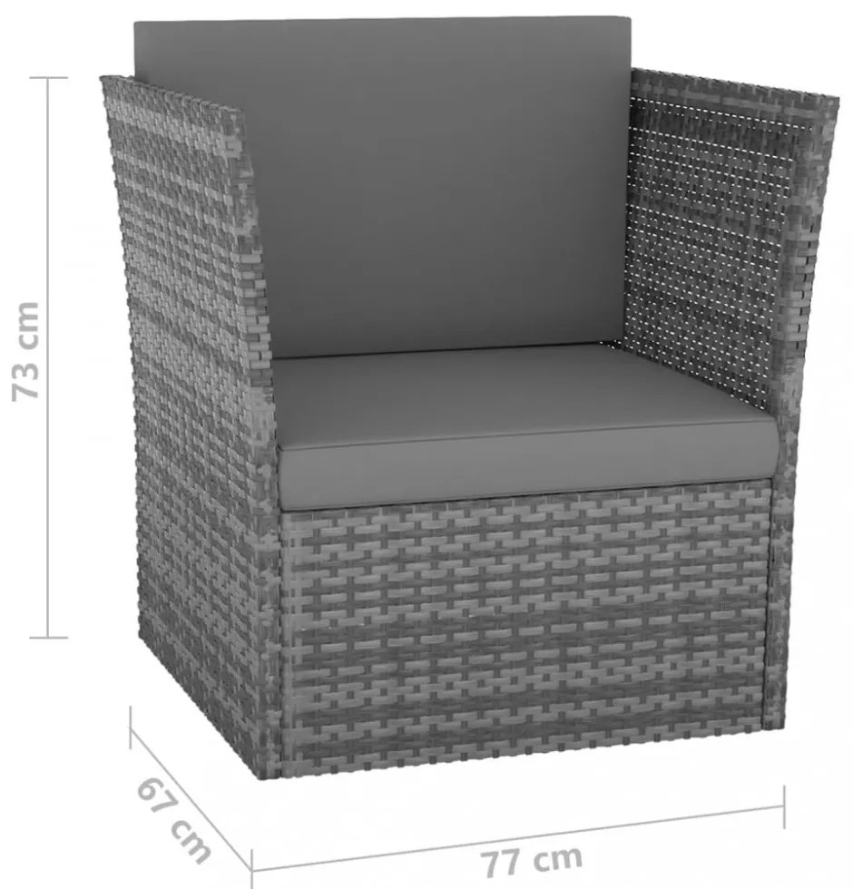 antracitszürke kerti polyrattan szék zsámollyal