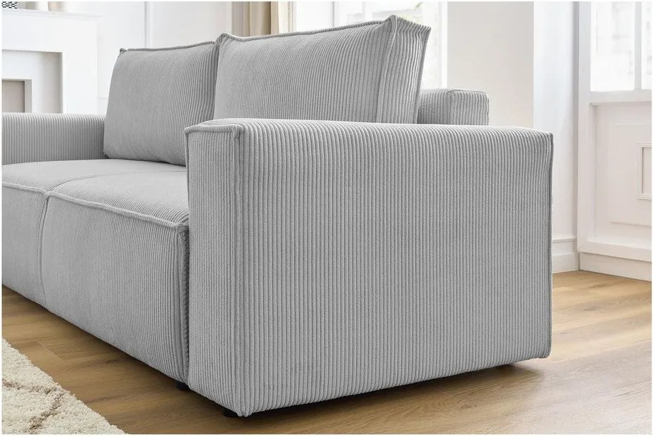 Világosszürke kordbársony kinyitható kanapé 245 cm Nihad – Bobochic Paris