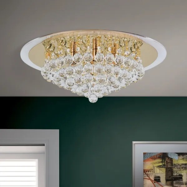 Orion DLU 2378/6/50-Kristály mennyezeti lámpa GLORIA 6xG9/40W/230V átm. 50 cm arany