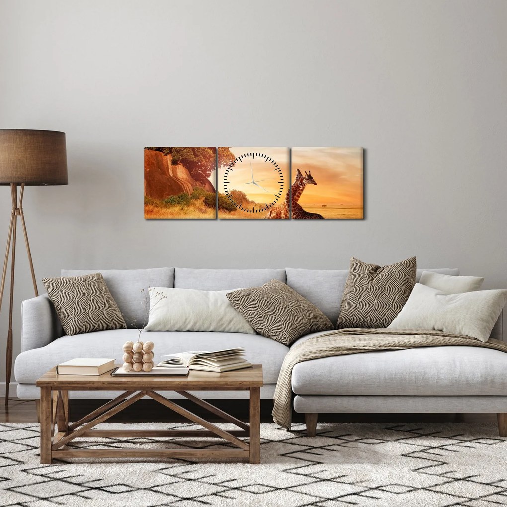 Kép - Zsiráfok Afrikában (órával) (90x30 cm)