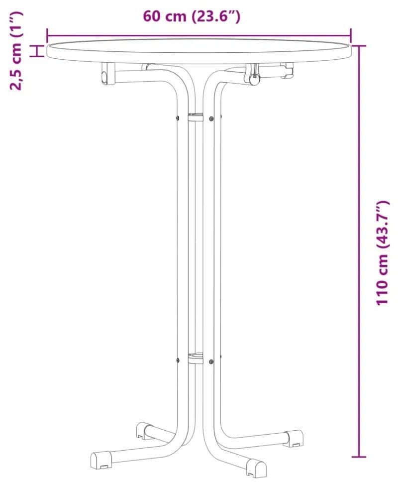 fehér étkezőasztal szerelt fa és acél Ø60x110 cm
