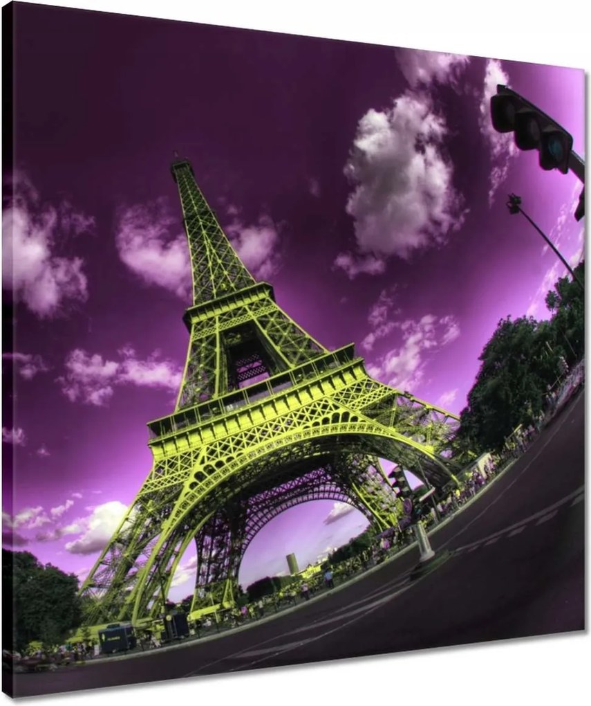Vászonkép 50x50 Lila Eiffel égbolt