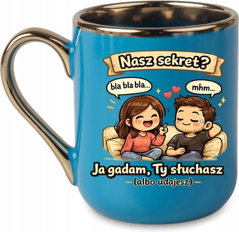 Elegáns bögre A mi titkunk? Én beszélek, te hallgatod Valentin-nap 330 Kék