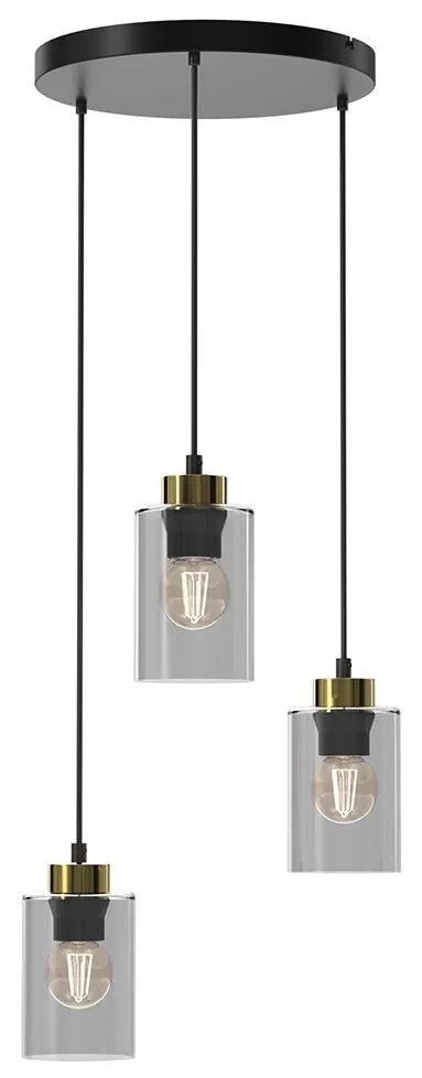 Csillár zsinóron CHIC 3xE27/60W/230V fekete/szürke