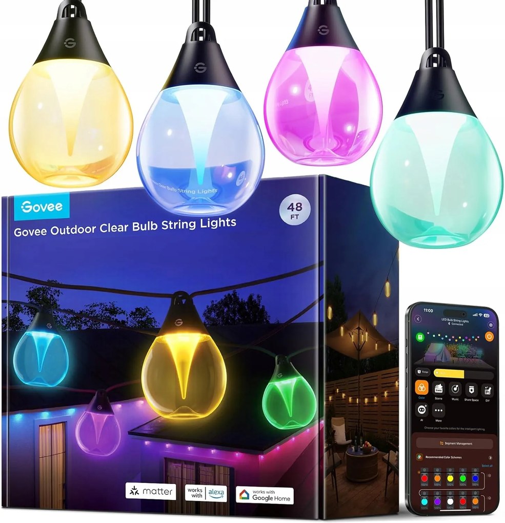 Kerti Fényfüzér Kültéri Lámpa Rgb Govee Lights App 15M