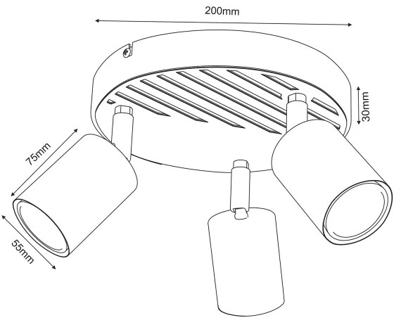 Spotlámpa TERRA 3xGU10/8W/230V fekete/tölgy