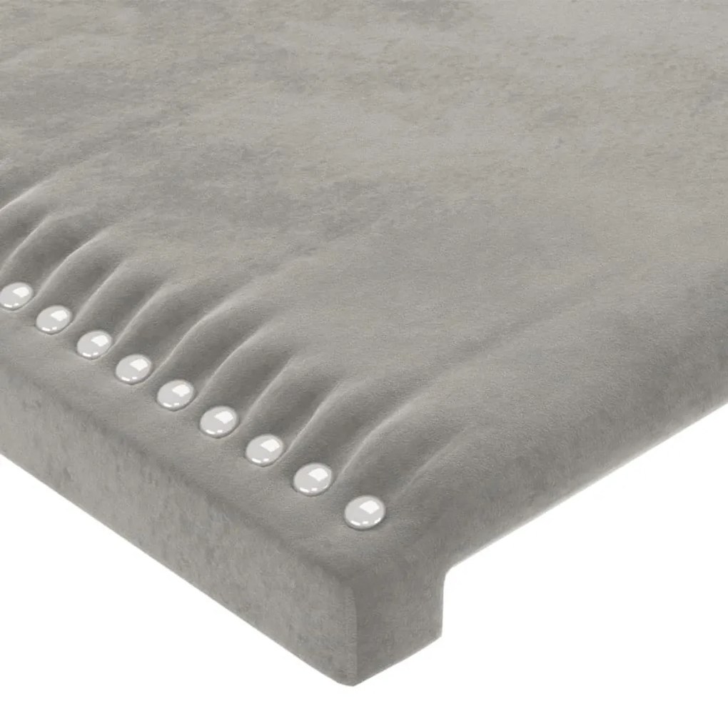 világosszürke bársony LED-es fejtámla 83x16x118/128 cm