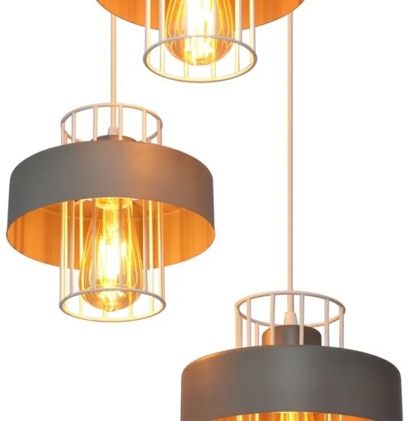 Csillár zsinóron VOLTA 3xE27/15W/230V á. 42 cm szürke