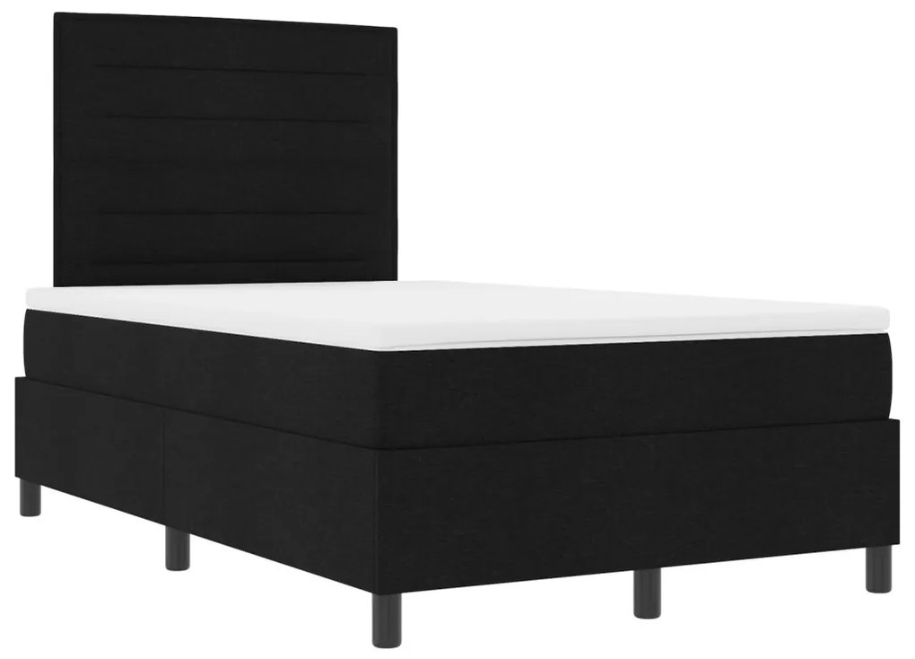 Box Spring Ágy Matraccal Fekete Kis Kétszemélyes Szövet