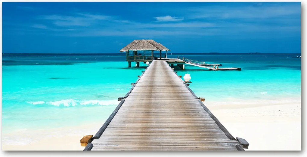 Fotó kép edzett üveg Fa móló 140x70