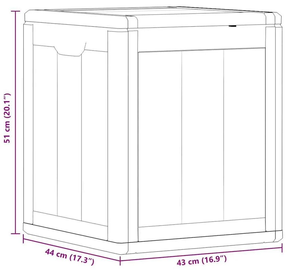szürke PP fa hatású kerti tároló doboz 90 L