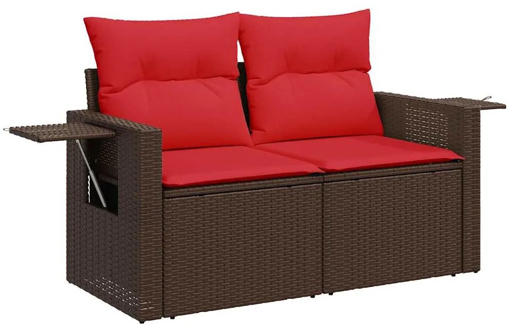 vidaXL 11 részes barna polyrattan akácfa kerti ülőgarnitúra párnákkal