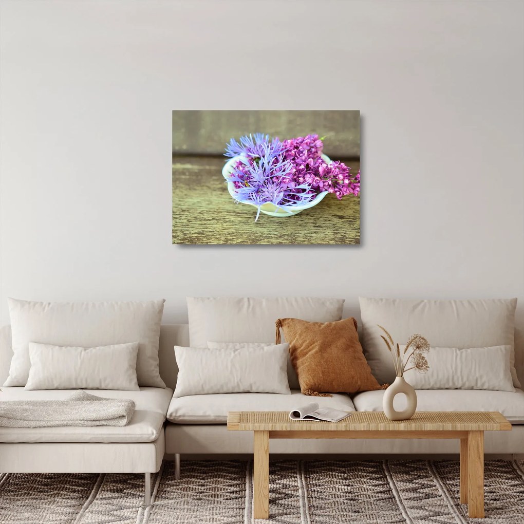 Kép a dekorációról levendulával (üvegen) (70x50 cm)