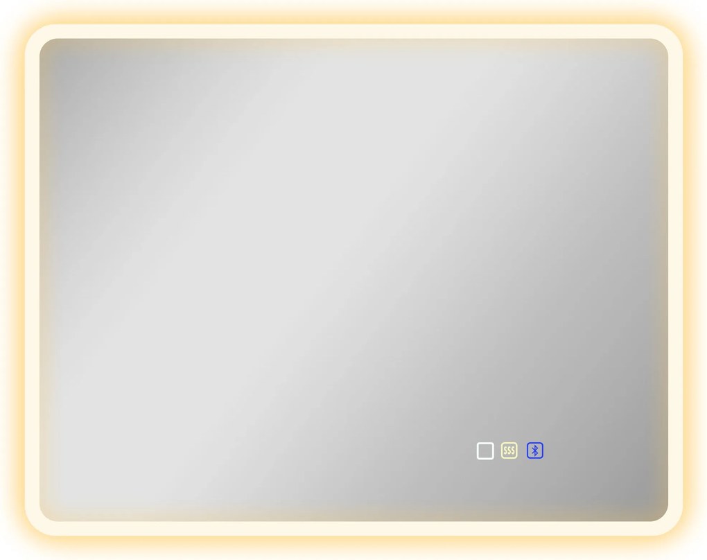 HOMCOM Bluetooth Fürdőszobai Tükör 70 x 90 cm, Fali LED Fürdőszobai Tükör Érintőkapcsolóval, 3 színben Állítható Fény, Páramentesítő, Memória - Ezüst