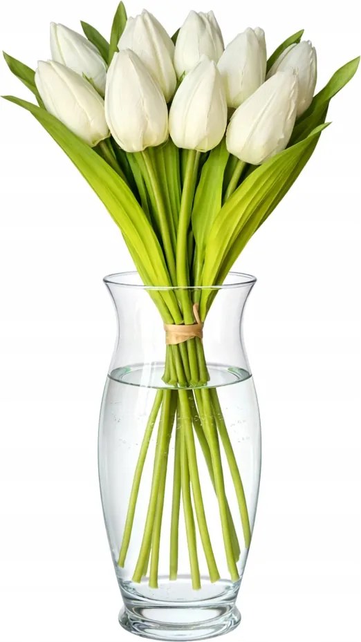 Mesterséges Tulipánok Fehér csokor élő művirág 9 db