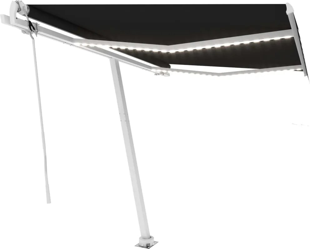 vidaXL antracitszürke szélérzékelős és LED-es napellenző 300 x 250 cm