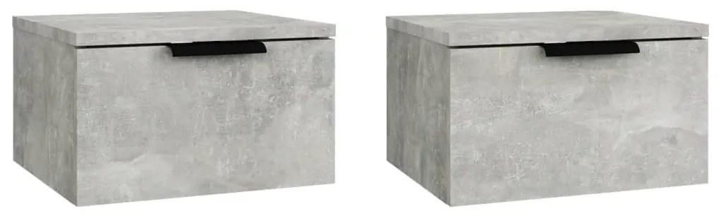 2 db betonszürke falra szerelhető éjjeliszekrény 34x30x20 cm