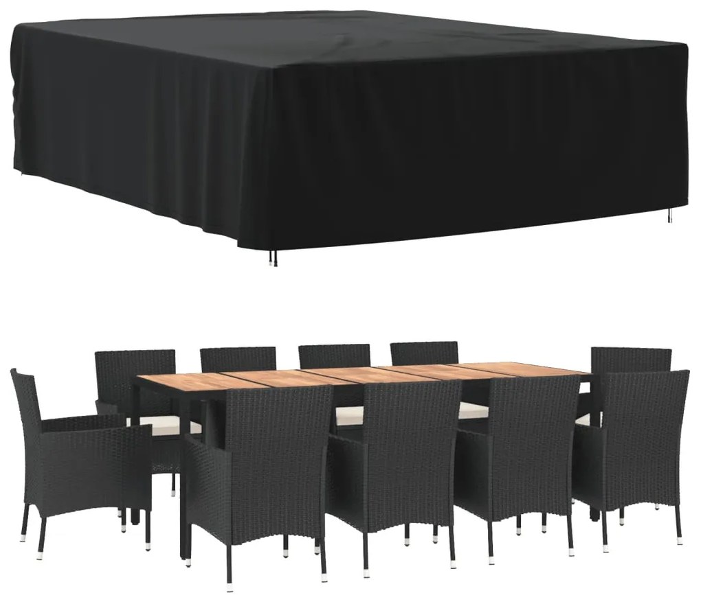 fekete 420D oxford szövet kerti bútorhuzat 350 x 260 x 90 cm
