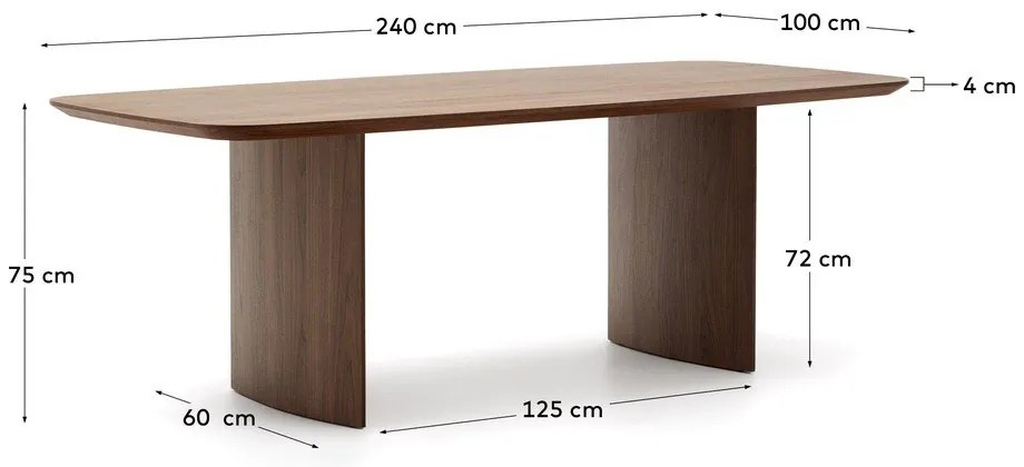 Barna étkezőasztal diófa dekorral 100x240 cm Litto – Kave Home