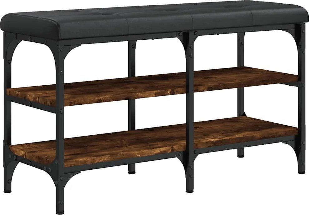 vidaXL füstös tölgy színű szerelt fa cipőtároló pad 82 x 32 x 47 cm