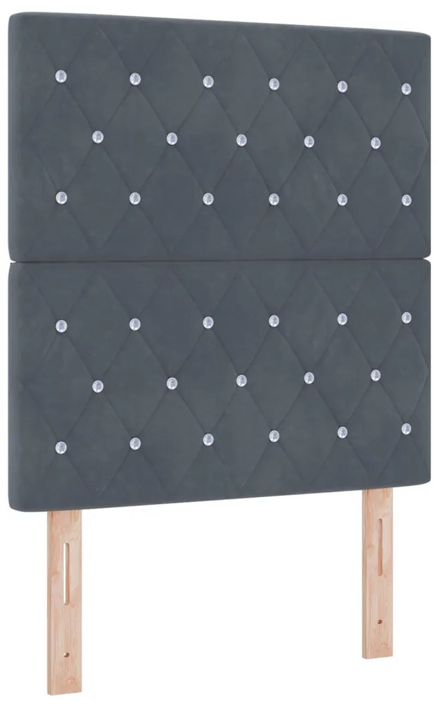 Boxspring Ágy Matraccal Sötétszürke 80x200 cm Bársony