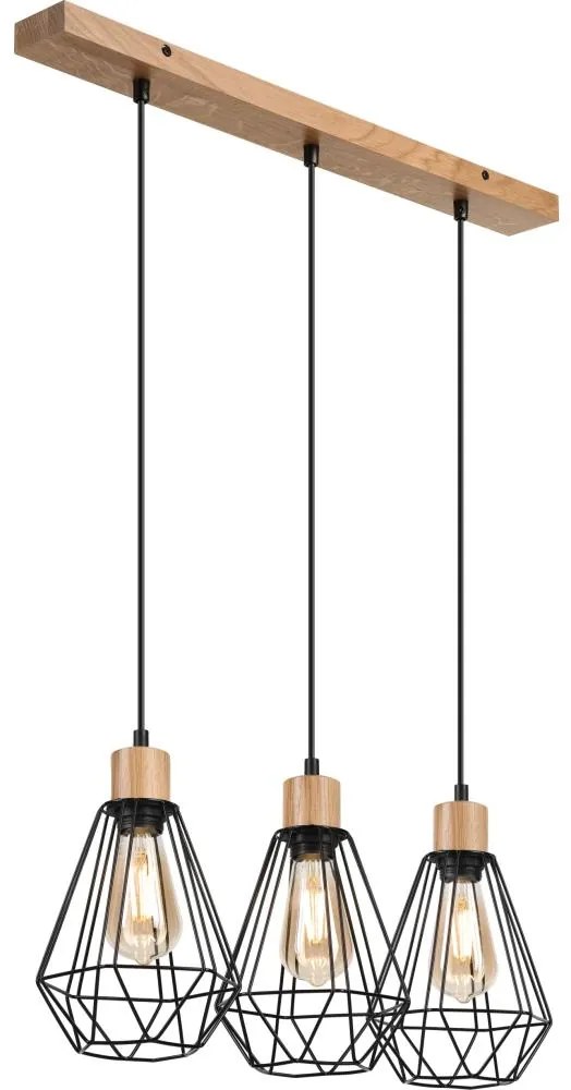 Brilagi - Csillár zsinóron WOODY BASKET 3xE27/60W/230V tölgy 8590828607625