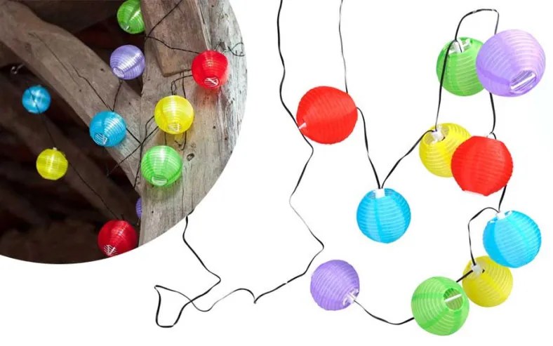 Party lampion, 10 LED-es, elemes