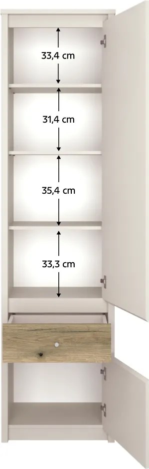 Polcos szekrény, kasmír/evoke tölgy, KAROS 2D1S