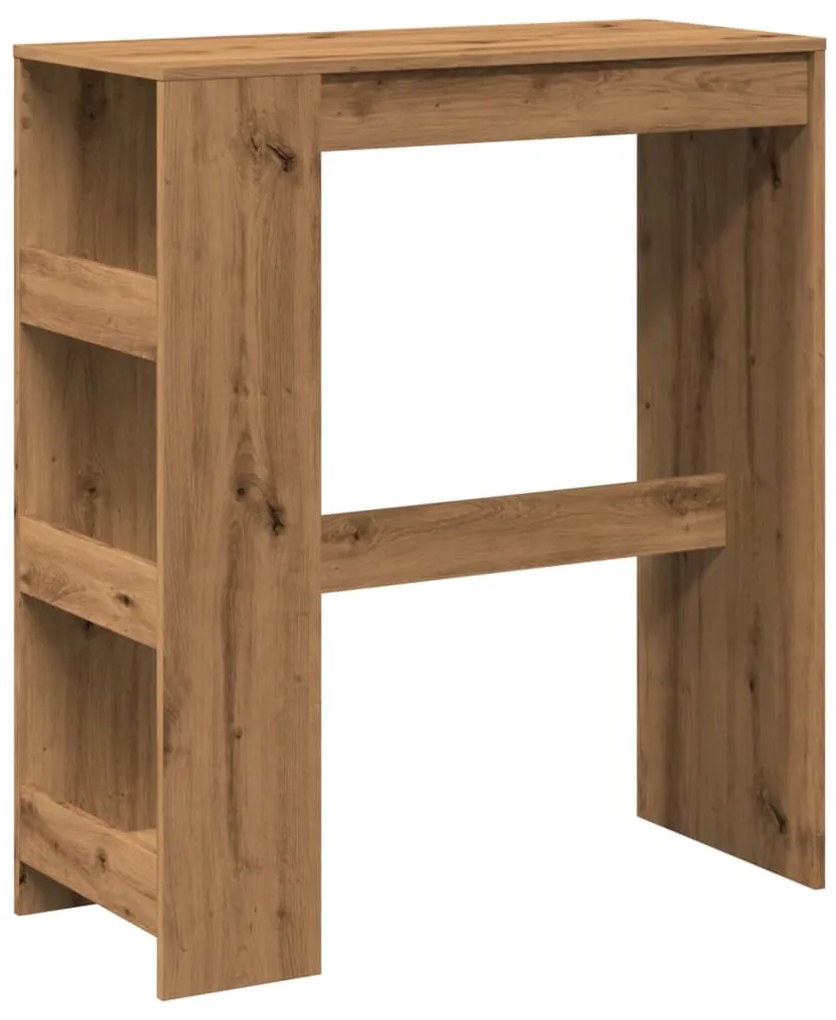 kézműves tölgy szerelt fa bárasztal tárolókkal 90x40x103,5 cm