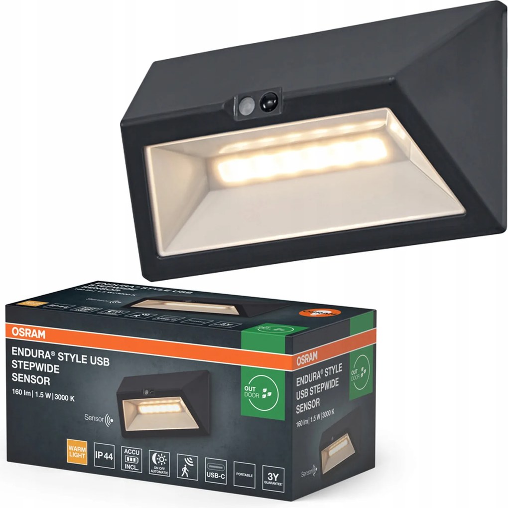 Kerti fali lámpa Led alkonyati mozgásérzékelő 1.5W 3000K IP44 Endura