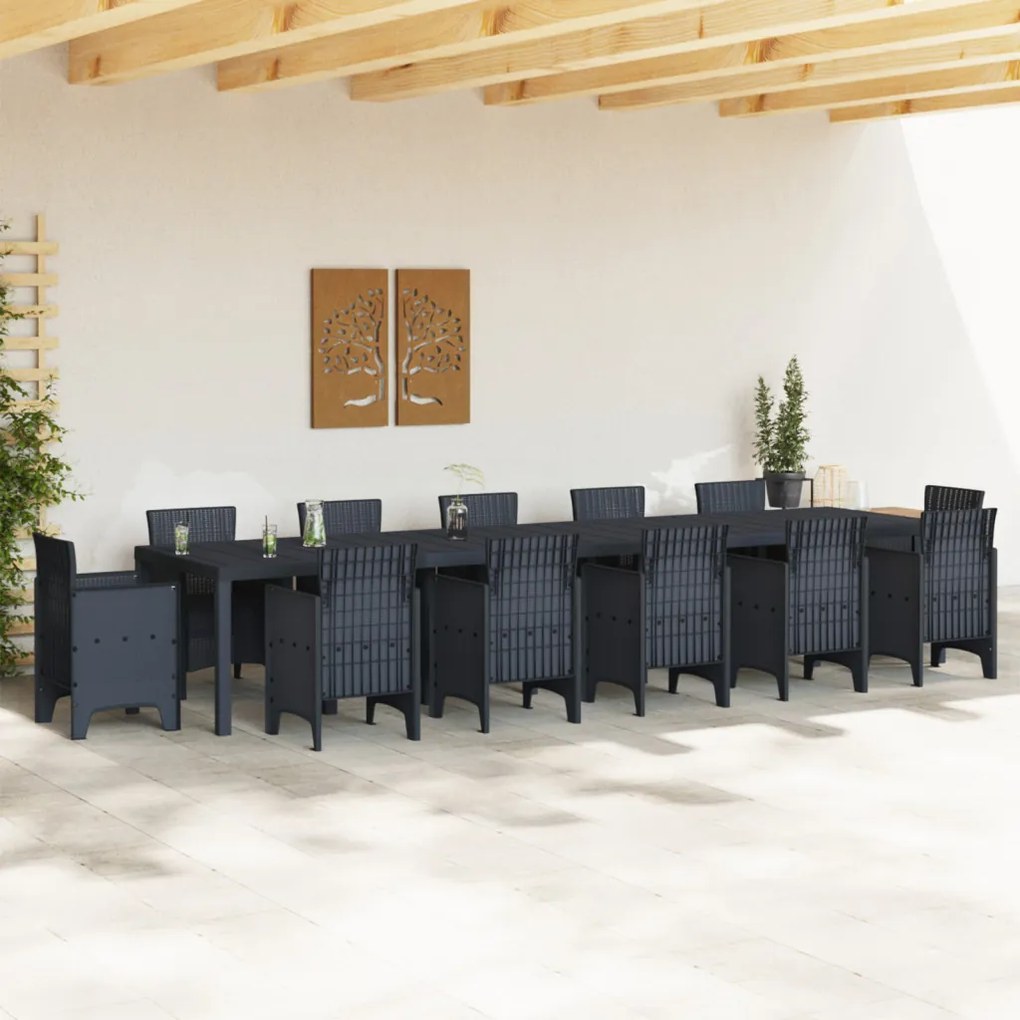 Kerti Asztal Antracit 400x100x73 cm Poly Rattan, Kerti Asztal Antracit 250x100x73 cm Poly Rattan, Kerti Asztal Antracit 150x100x73 cm Poly Rattan