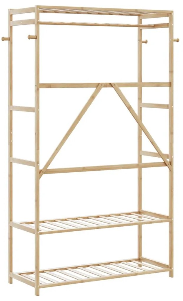 bambusz ruhaállvány polcokkal 110x40x175 cm