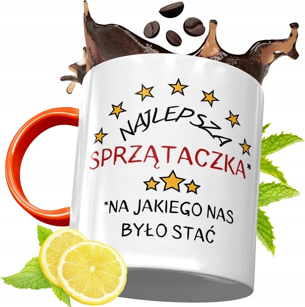 Narancssárga Bögre Takarítónőnek Ajándék fényképes nyomattal