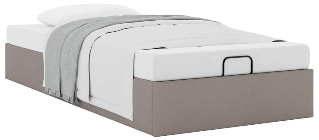 Ottomán tópszínű szövet ágykeret matrac nélkül 100x200 cm