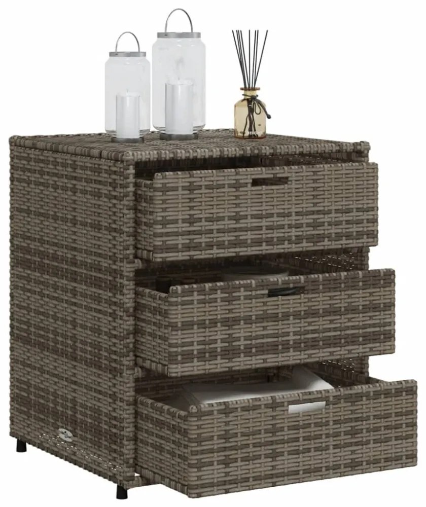 szürke polyrattan kerti tárolószekrény 55 x 59 x 69 cm