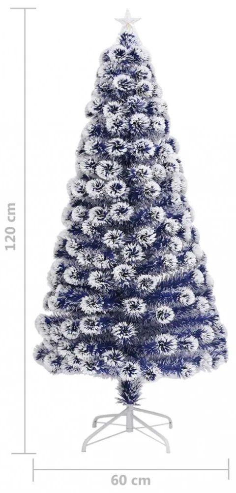 fehér és kék száloptikás megvilágított műkarácsonyfa 120 cm