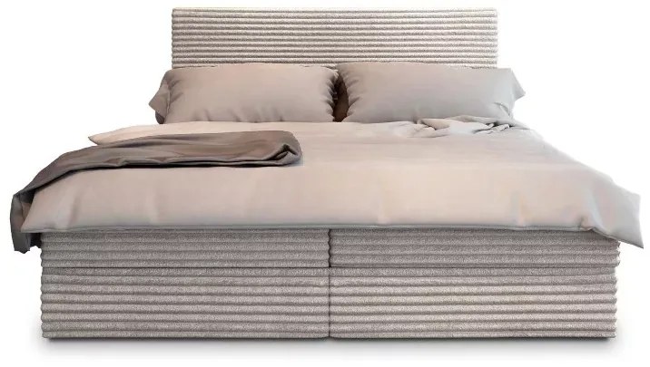 Kárpitozott boxspring ágy ISPIRA 140x200 cm krém színű Matrac: Bonell rugós matrac