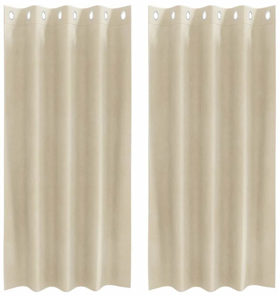 Függönyök függönyökkel 2 pcs Krém 140 x 175 cm Bársony