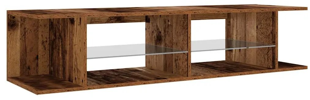 antik fa színű szerelt fa TV-szekrény LED-ekkel 135x39x30 cm