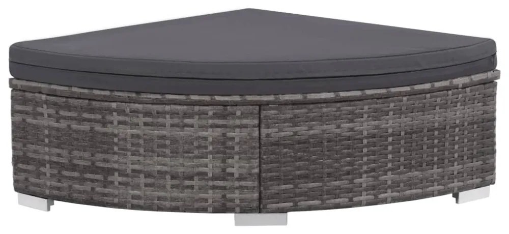 6 darabos szürke polyrattan kerti bútor szett párnákkal