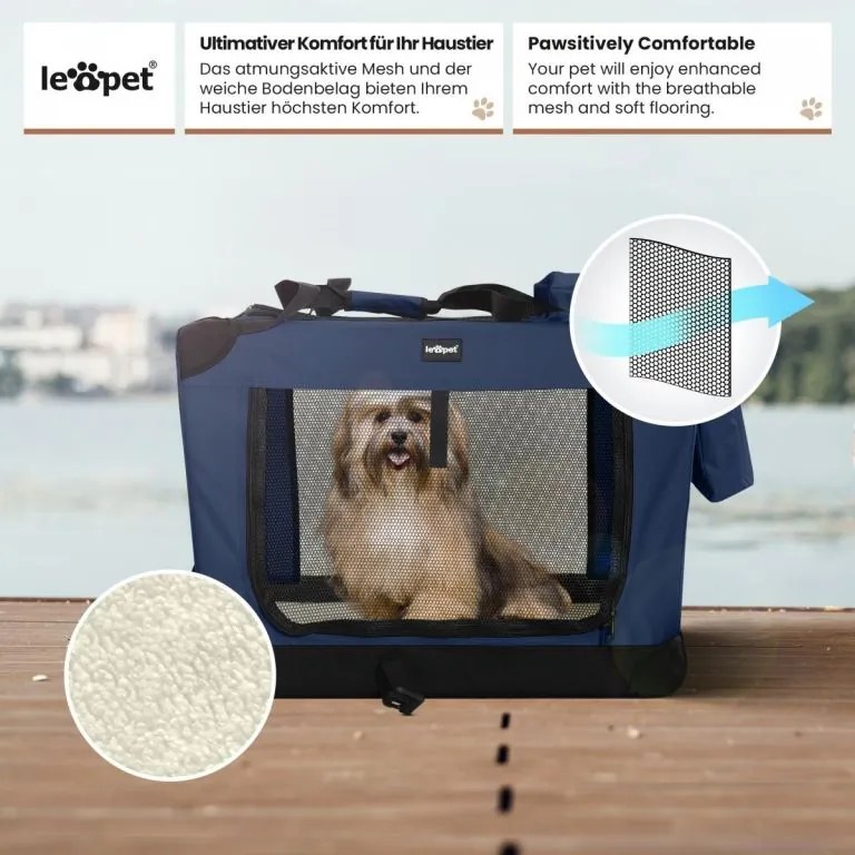 Leopet® Szállító doboz kutyáknak M 60 x 42 x 42 cm kék